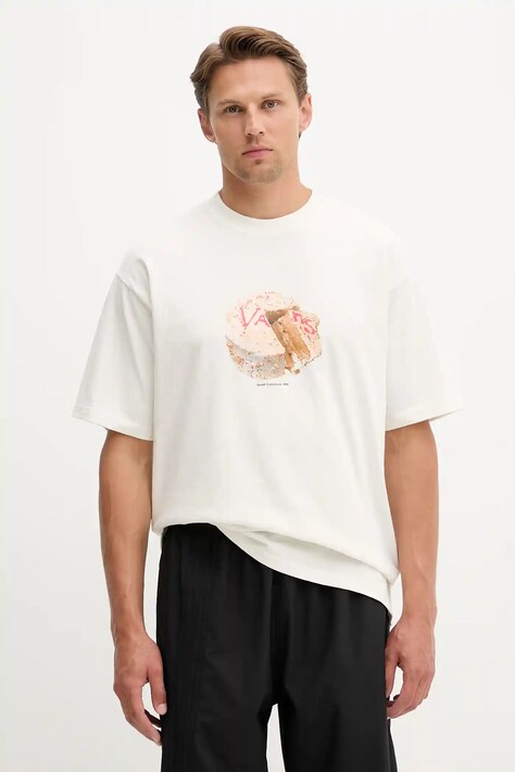 Vans t-shirt bawełniany męski kolor beżowy z nadrukiem VN000R15FS81