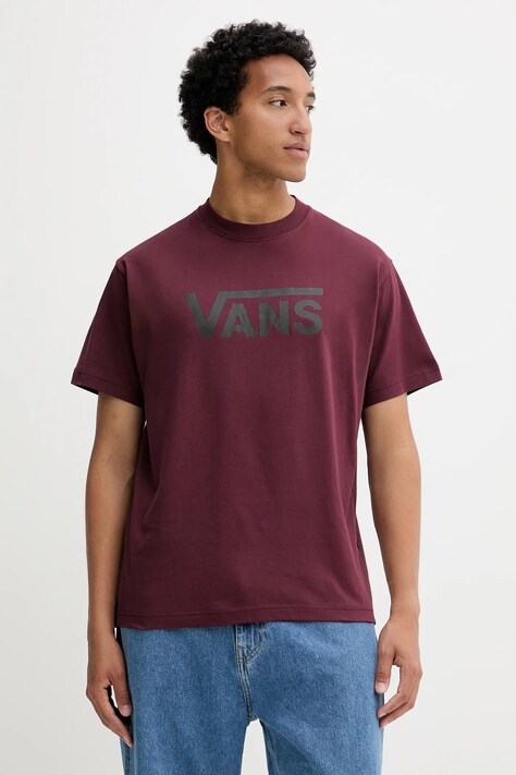 Vans t-shirt bawełniany męski kolor bordowy z nadrukiem VN000RA14QU1