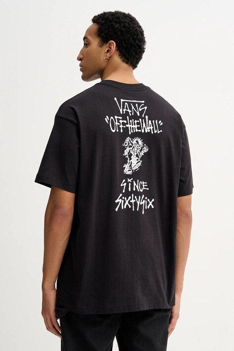 Vans t-shirt bawełniany męski kolor czarny z nadrukiem VN000RD4BLK1