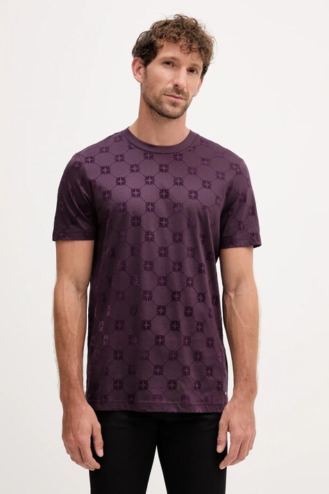 Joop! t-shirt bawełniany męski kolor fioletowy z aplikacją 30046985