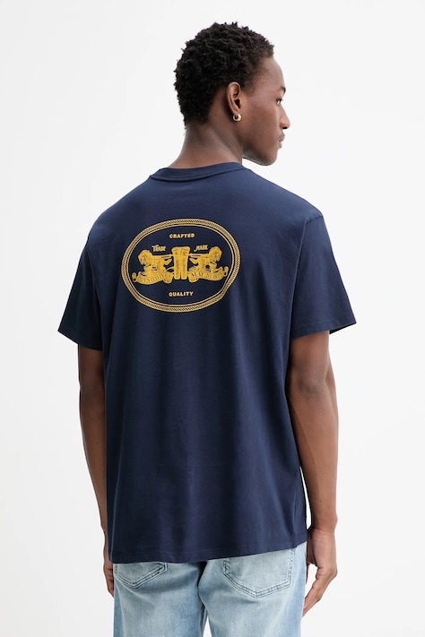 Levi's t-shirt bawełniany męski kolor granatowy gładki 87373