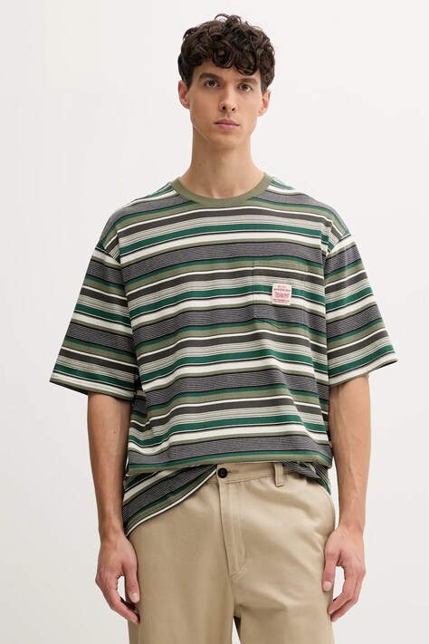 Levi's t-shirt bawełniany męski kolor zielony wzorzysty A5850