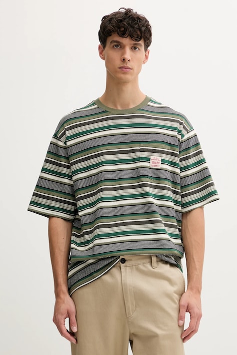 Levi's tricou din bumbac culoarea verde, cu imprimeu, A5850