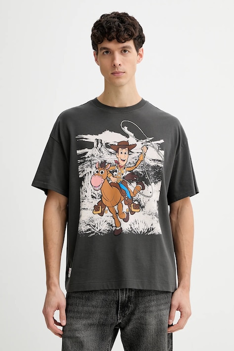 Levi's t-shirt bawełniany x Toy Story męski kolor szary z nadrukiem 0034T