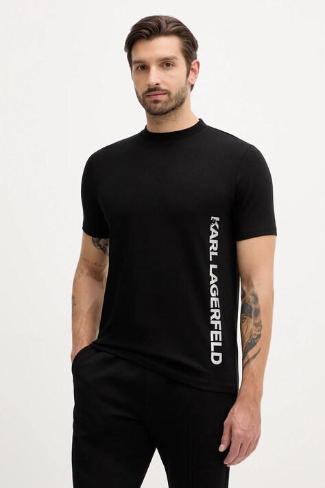 Karl Lagerfeld t-shirt męski kolor czarny z nadrukiem 554235.755401