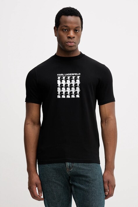 Karl Lagerfeld t-shirt męski kolor czarny z nadrukiem 554235.755402