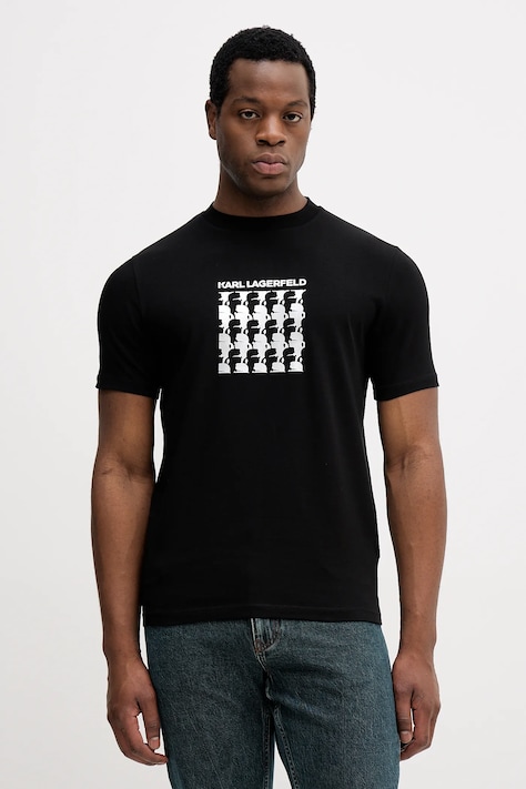 Karl Lagerfeld t-shirt męski kolor czarny z nadrukiem 554235.755402