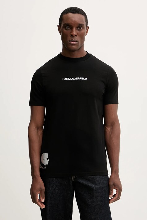 Karl Lagerfeld t-shirt męski kolor czarny gładki 554235.755403
