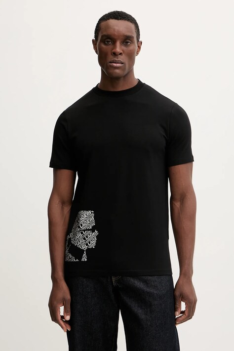 Karl Lagerfeld t-shirt męski kolor czarny z nadrukiem 554235.755404