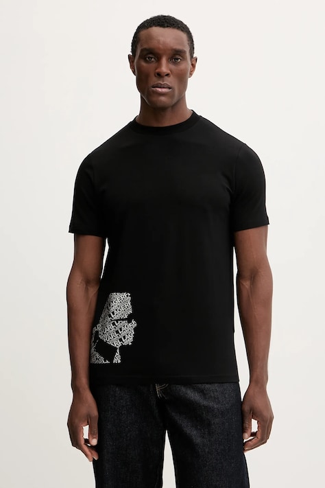 Karl Lagerfeld t-shirt męski kolor czarny z nadrukiem 554235.755404