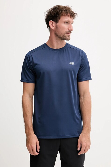 New Balance t-shirt treningowy męski kolor granatowy gładki MT41222NNY