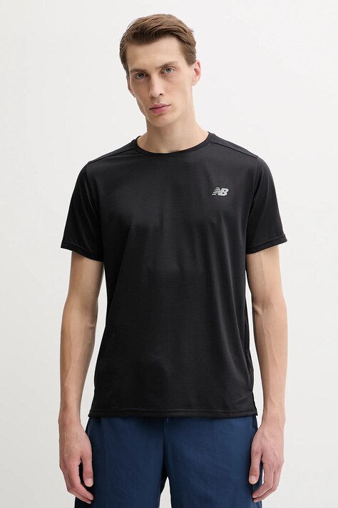 New Balance tricou de antrenament culoarea negru, cu imprimeu, MT41222BK