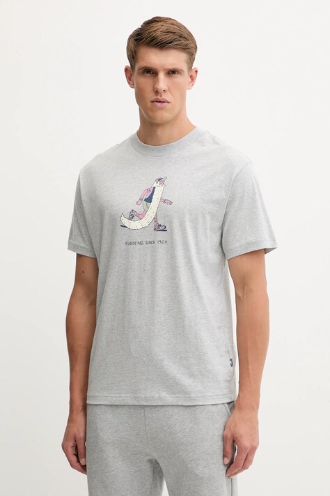 New Balance t-shirt bawełniany męski kolor szary z nadrukiem MT53941AG
