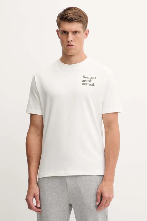 New Balance t-shirt bawełniany męski kolor beżowy z nadrukiem MT53921SST