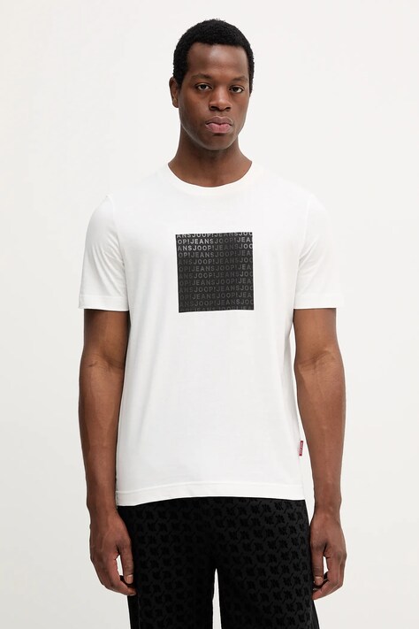 Joop! tricou din bumbac culoarea alb, cu imprimeu, 30047863