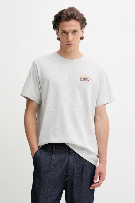 Levi's t-shirt bawełniany męski kolor szary z aplikacją 16143