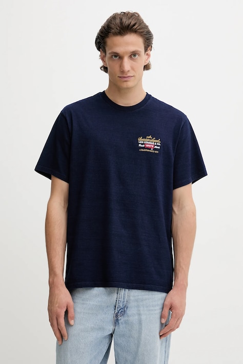 Levi's tricou din bumbac culoarea bleumarin, cu imprimeu, 16143