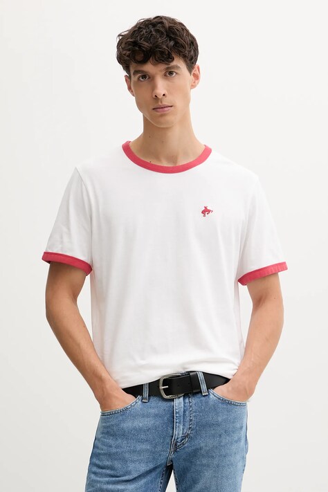 Levi's t-shirt bawełniany męski kolor biały z aplikacją 003R5