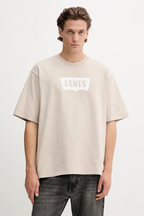 Levi's t-shirt bawełniany męski kolor beżowy z nadrukiem A5805