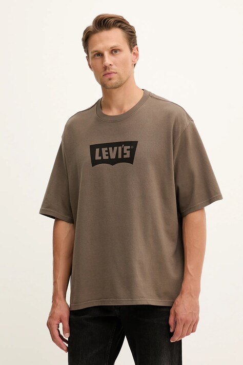 Levi's t-shirt bawełniany męski kolor brązowy z nadrukiem A5805