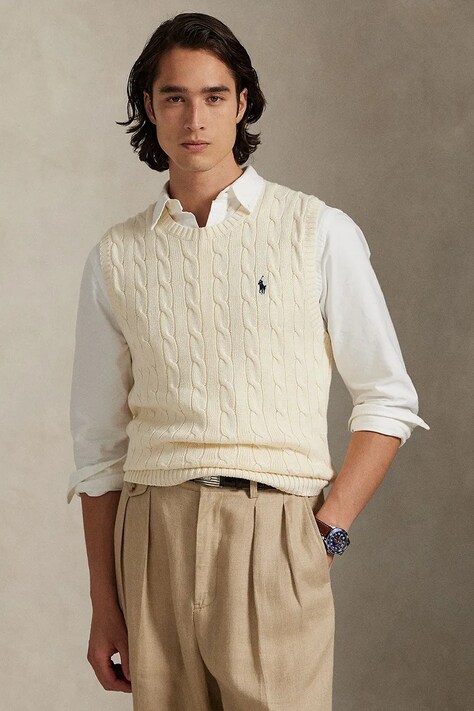 Polo Ralph Lauren tricou fără mâneci culoarea bej, 710979113