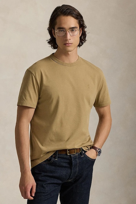 Βαμβακερό μπλουζάκι Polo Ralph Lauren ανδρικό, χρώμα: κίτρινο, 710P07548