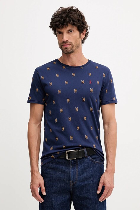 Polo Ralph Lauren t-shirt bawełniany męski kolor granatowy wzorzysty 710P00081