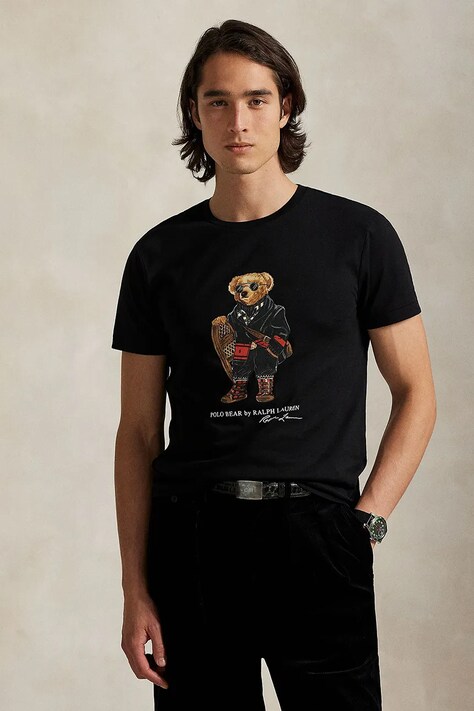 Polo Ralph Lauren t-shirt bawełniany męski kolor czarny z nadrukiem 710P00094