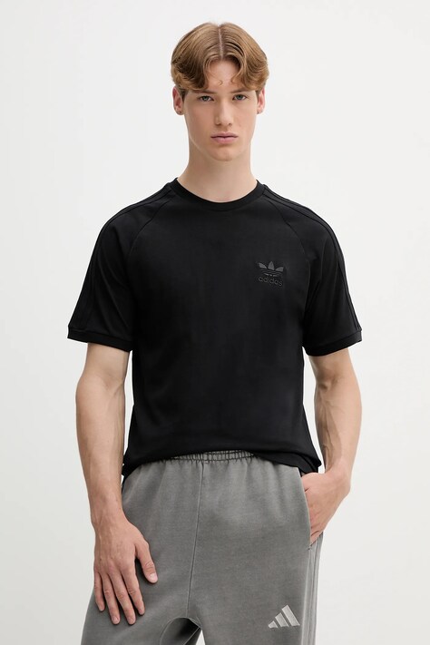 Βαμβακερό μπλουζάκι adidas Originals 3-Stripes ανδρικό, χρώμα: μαύρο, JY1372