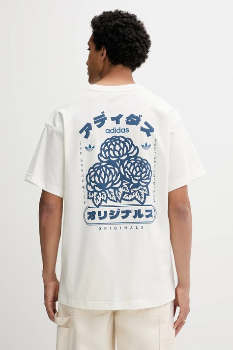 adidas Originals t-shirt bawełniany Japan Florals T męski kolor beżowy z nadrukiem KQ9959