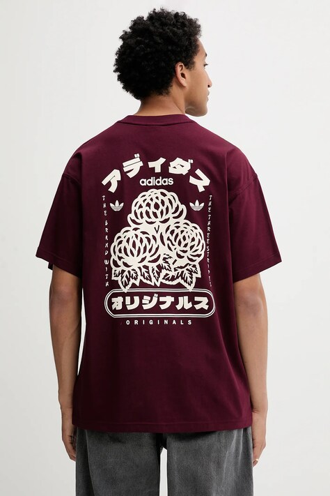 adidas Originals t-shirt bawełniany Japan Florals T męski kolor bordowy z nadrukiem KR5090