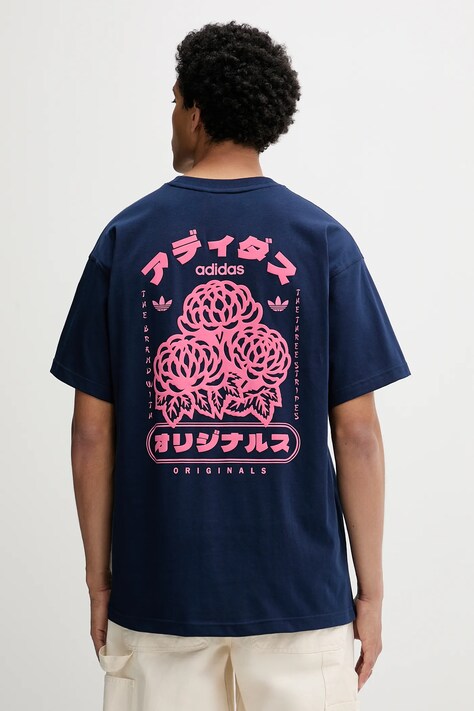 adidas Originals t-shirt bawełniany Japan Florals T męski kolor niebieski z nadrukiem KT0787