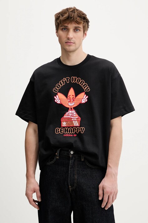 adidas Originals t-shirt bawełniany Smile Treffy Graphic męski kolor czarny z nadrukiem KT2972