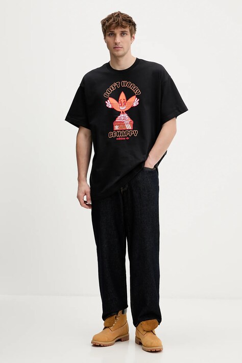 adidas Originals t-shirt bawełniany Smile Treffy Graphic męski kolor czarny z nadrukiem KT2972