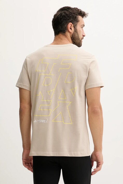adidas TERREX t-shirt sportowy męski kolor beżowy gładki JM6400