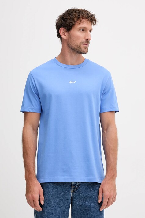 Gant t-shirt bawełniany męski kolor niebieski z nadrukiem 2003343