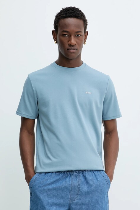 Hollister Co. t-shirt męski kolor niebieski gładki KI323-5499