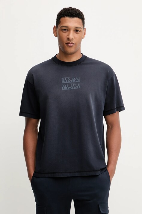 Napapijri t-shirt bawełniany S-Comel męski kolor granatowy z nadrukiem NP0A88Y91761