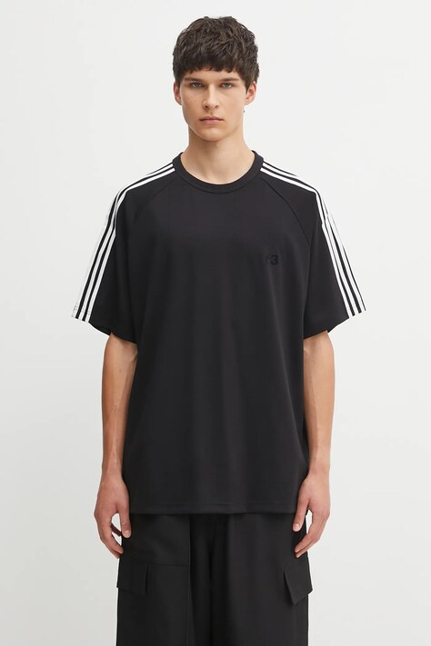 Y-3 t-shirt z wełną 3-Stripes kolor czarny gładki JW7352