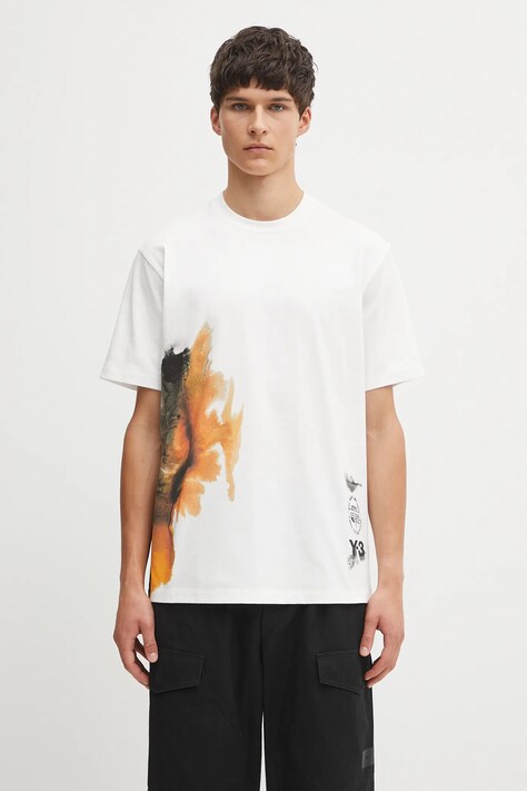 Y-3 t-shirt bawełniany Graphic Short Sleeve męski kolor biały z nadrukiem JX4744