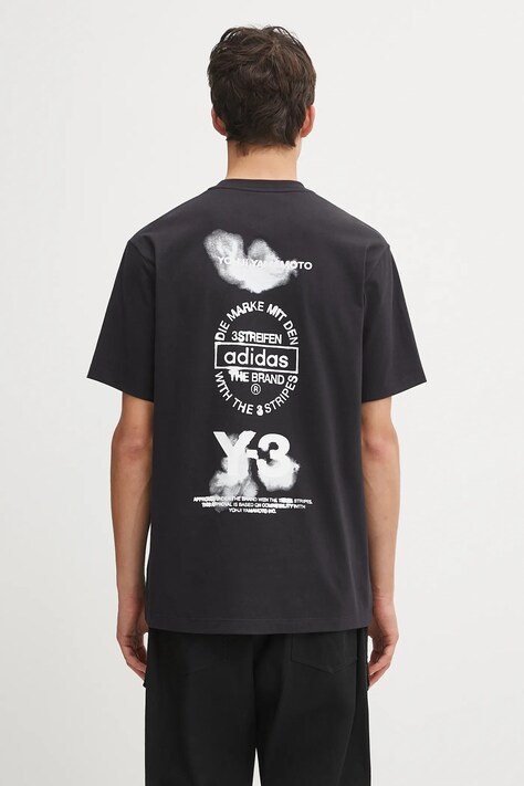 Y-3 t-shirt bawełniany Graphic Short Sleeve męski kolor czarny z nadrukiem JX4745