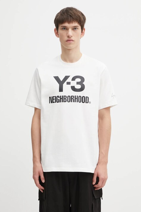 Βαμβακερό μπλουζάκι Y-3 x Neighborhood Logo ανδρικό, χρώμα: άσπρο, JX7449