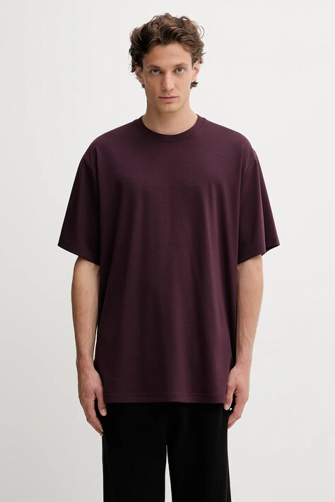 Y-3 tricou de lână Premium Short Sleeve culoarea bordo, uni, JY8162