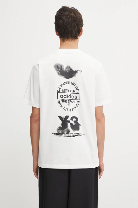 Y-3 t-shirt bawełniany Graphic Short Sleeve męski kolor biały gładki JZ0712