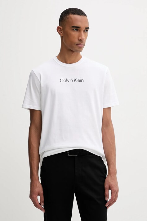 Bavlněné tričko Calvin Klein pánské, bílá barva, s potiskem, LV04LD230G