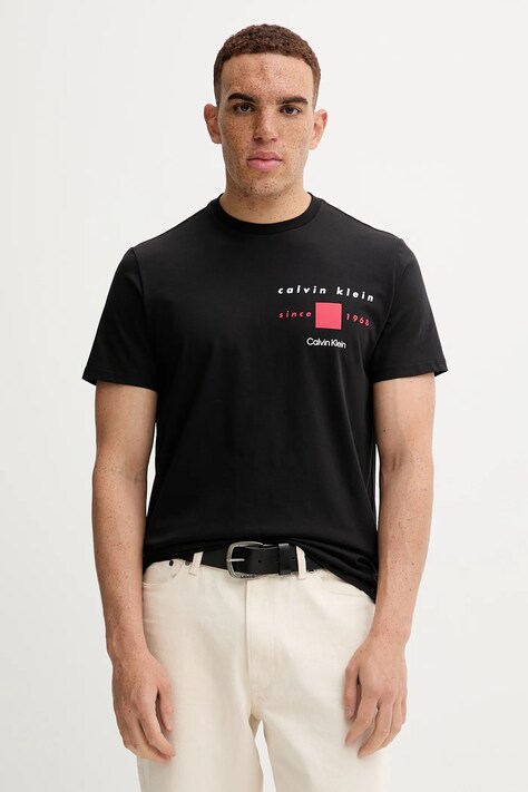 Calvin Klein t-shirt bawełniany męski kolor czarny z nadrukiem LV04RD817G