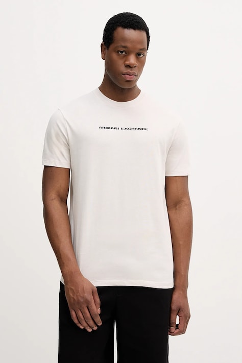 Armani Exchange t-shirt bawełniany męski kolor beżowy z nadrukiem XM001404 AF16432