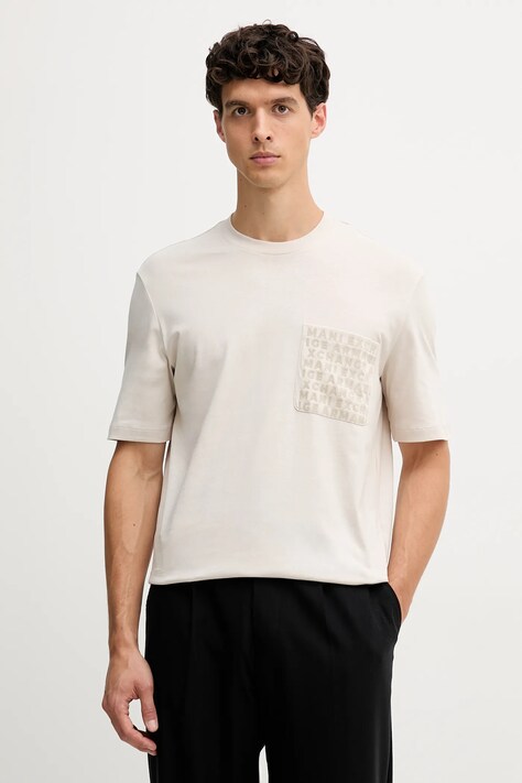 Armani Exchange t-shirt bawełniany męski kolor beżowy z nadrukiem XM001459 AF10362