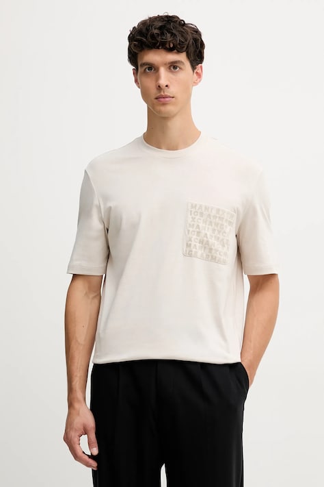 Бавовняна футболка Armani Exchange колір бежевий з принтом XM001459 AF10362