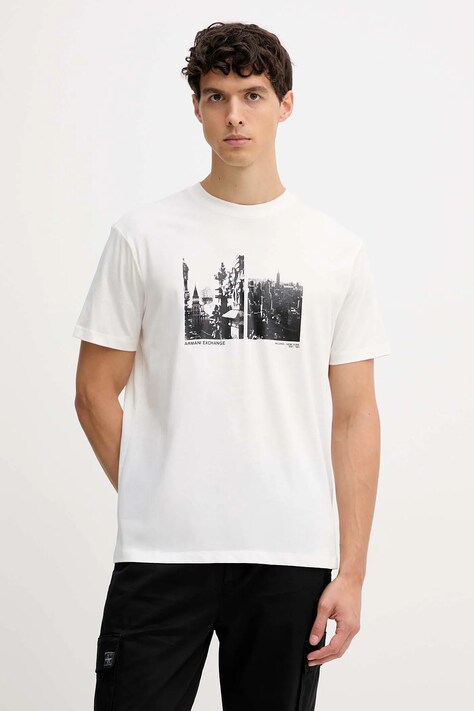Armani Exchange t-shirt bawełniany męski kolor biały z nadrukiem XM001461 AF10358